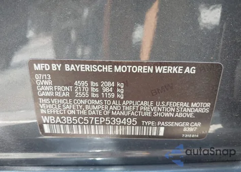 2014 BMW 328I xDrive from USA, damaged, VIN WBA3B5C57EP539495